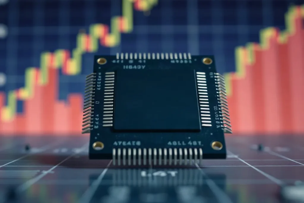 Hero illustration for the article “Intel Shares Rise on Memory Chip Segment Boosting Recovery”