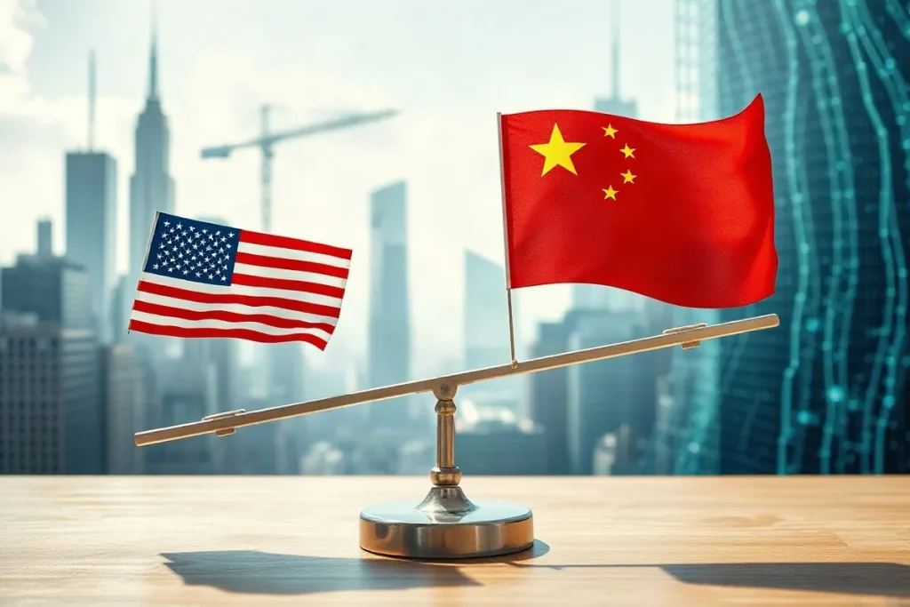 Hero illustration for the article “US AI Giants Outpace Chinese Models by 10x in Revenue”
