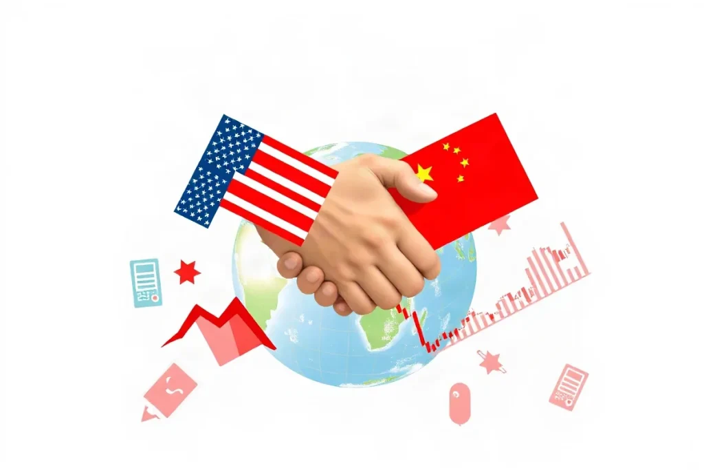 Hero illustration for the article “US-China Officials Meet in New York Ahead of Trump-Xi Summit”
