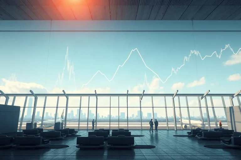 Hero illustration for the article “Adani Airports Secures $1B Funding, Shares Surge 5%”