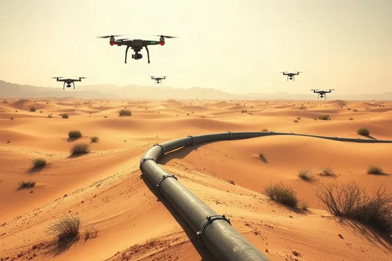 Hero illustration for the article “Saudi Arabia Suspends East-West Oil Pipeline After Drone”