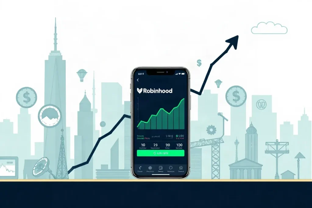 Hero illustration for the article “Robinhood Defies Market Downturn with Robust User Growth”