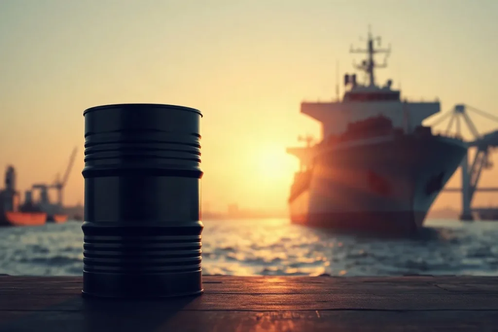 Hero illustration for the article “Brent Jumps 4.4% as Third U.S. Carrier Heads to Middle East”